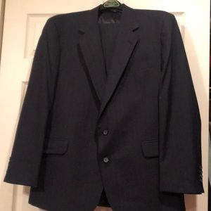 Lyndon- 46L, 40x31 Pants, Single Vent Coat, Pleated, Black/Gray Stripe Pants